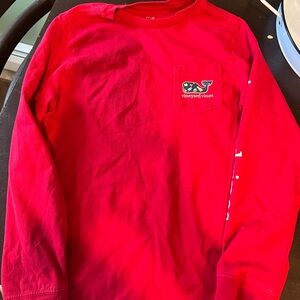 YOUTH Vineyard Vines Bright Red Pocket Holiday Long Sleeve